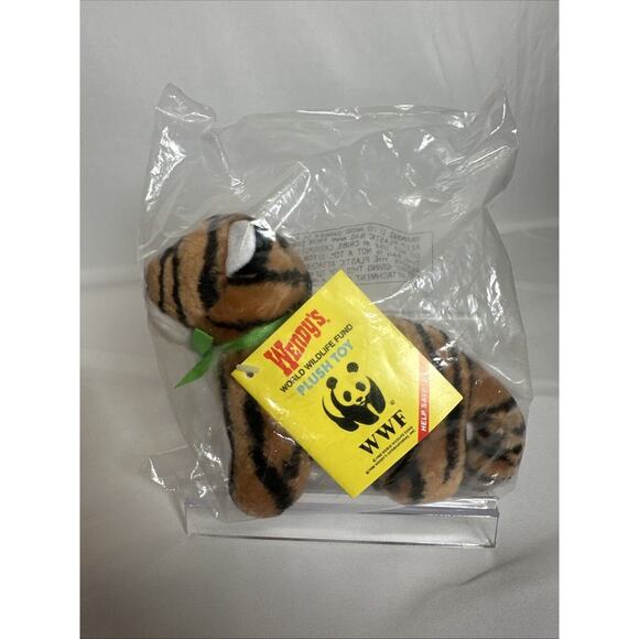 Vintage Wendy's 1988 WWF World Wildlife Fund 6" Plush Tiger New Sealed - Picture 1 of 5